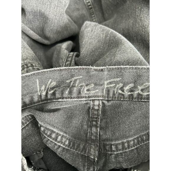 We The Free Jeans 26 Reg High Rise Black Destroyed Exposed Button Fly Raw Hem - Picture 7 of 13
